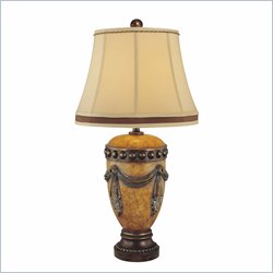 Minka Lighting 1 Light Table Lamp Ambience in Aria Bronze with Beige Shade