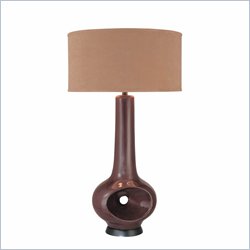 Minka Lighting 1 Light Table Lamp Ambience in Dark Gray with Beige Shade