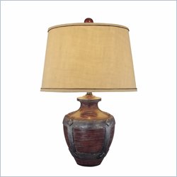 Minka Lighting 1 Light Table Lamp Ambience in Dark Espresso with Beige Shade