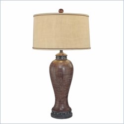 Minka Lighting 1 Light Table Lamp Ambience in Distressed Brown with Beige Shade