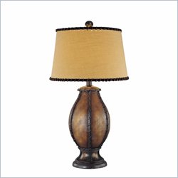 Minka Lighting 1 Light Table Lamp Ambience in Dark Brown with Beige Shade