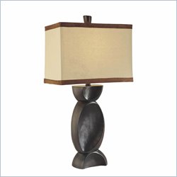 Minka Lighting 1 Light Table Lamp Ambience in Espresso with Beige and Brown Shade