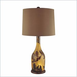 Minka Lighting 1 Light Table Lamp w/Night Light Ambience in Amber with Brown Shade
