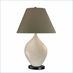 Minka Lighting 1 Light Table Lamp Ambience in Cream w/Black with Green Shade