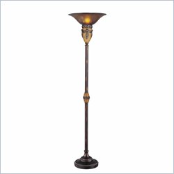 Minka Lighting 1 Light Torchiere Ambience in Aria Bronze with Antique Brown Glass