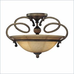 Minka Lighting La Cecilia 1 Light Semi Flush Minka Lavery in Patina Iron with Spumanti Lace Glass
