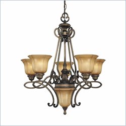 Minka Lighting La Cecilia 5 Light Chandelier Minka Lavery in Patina Iron with Spumanti Lace Glass