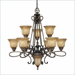 Minka Lighting La Cecilia 10 Light Chandelier Minka Lavery in Patina Iron with Spumanti Lace Glass