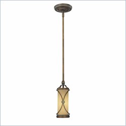 Minka Lighting Atterbury 1 Light Mini Pendant Minka Lavery in Deep Flax Bronze with Venata de Oro Glass