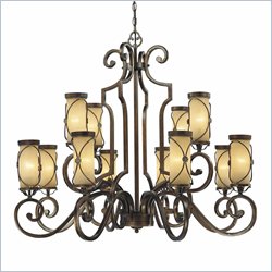Minka Lighting Atterbury 12 Light Chandelier Minka Lavery in Deep Flax Bronze with Venata de Oro Glass
