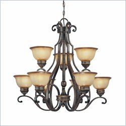 Minka Lighting Brompton 9 Light Chandelier Minka Lavery in Brompton Bronze with Dover Mist Glass