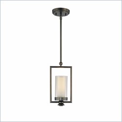 Minka Lighting Harvard Court 1 Light Mini Pendant Minka Lavery in Harvard Court Bronze with Clear & Etched Opal Glass
