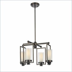Minka Lighting Harvard Court 4 Light Chandelier Minka Lavery in Harvard Court Bronze with Clear & Etched Opal Glass