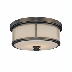 Minka Lighting Harvard Court 2 Light Flush Mount Minka Lavery in Harvard Court Bronze with Clear & Etched Opal Glass