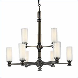 Minka Lighting Harvard Court 9 Light Chandelier Minka Lavery in Harvard Court Bronze with Clear & Etched Opal Glass