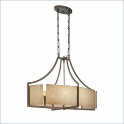 Minka Lighting Clarte 6 Light Oval Pendant Minka Lavery in Patina Iron with Deep Spumanti Lace Glass