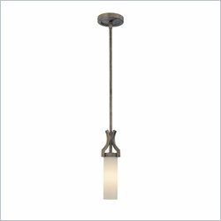 Minka Lighting Compositions 1 Light Mini Pendant Minka Lavery in Aged Patina Iron w/Travertine Stone with Etched Opal Glass