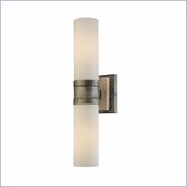 Minka Lighting Compositions 2 Light Wall Sconce Minka Lavery in Aged patina Iron w/Travertine Stone with Etched Opal Glass