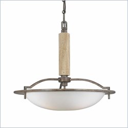 Minka Lighting Compositions 4 Light Pendant Minka Lavery in Aged Patina Iron w/Travertine Stone and Etched Opal Glass