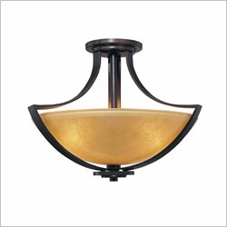 Minka Lighting Kinston 3 Light Semi Flush Minka Lavery in Aged Kinston Bronze with Mottled Topaz Glass