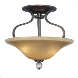 Minka Lighting Grahmton 2 Light Semi Flush Minka Lavery in Deep Lathan Bronze with Mottled Topaz with Eidolon Krystal Glass