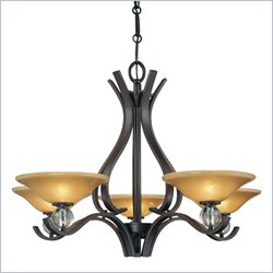 Minka Lighting Grahmton 5 Light Chandelier Minka Lavery in Deep Lathan Bronze with Mottled Topaz with Eidolon Krystal Glass