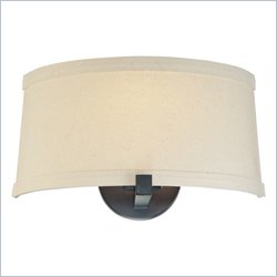 Minka Lighting Ansmith 1 Light Wall Sconce Minka Lavery in Aged Kinston Bronze with Beige Linen Shade with Etched Opal Inside