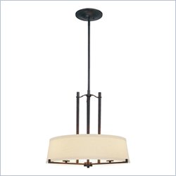 Minka Lighting Ansmith 3 Light Pendant Minka Lavery in Aged Kinston Bronze with Beige Linen Shade with Etched Opal Inside