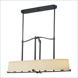 Minka Lighting Ansmith 4 Light Oval Pendant Minka Lavery in Aged Kinston Bronze with Beige Linen Shade with Etched Opal Inside
