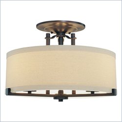 Minka Lighting Ansmith 3 Light Semi Flush Minka Lavery in Aged Kinston Bronze with Beige Linen Shade with Etched Opal Inside