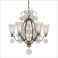 Minka Lighting Terzetto 7 Light Chandelier Minka Lavery in Terzetto Bronze with Etched Opal w/Luster Optic Glass
