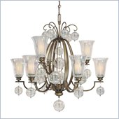 Minka Lighting Terzetto 10 Light Chandelier Minka Lavery in Terzetto Bronze with Etched Opal w/Luster Optic Glass