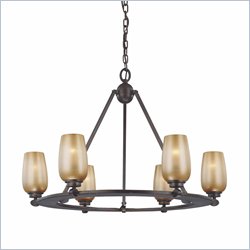 Minka Lighting Cimarron 6 Light Chandelier Minka Lavery in Dark Brushed Bronze with Brushed Caramel Silk Glass