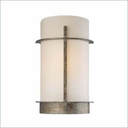Minka Lighting Compositions 1 Light Wall Sconce Minka Lavery in Aged Patina Iron with Travertine Stone with Etched Opal Glass