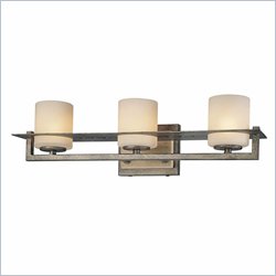 Minka Lighting Compositions 3 Light Bath Minka Lavery in Aged Patina Iron with Travertine Stone with Etched Opal Glass