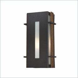 Minka Lighting Colva 1 Light Outdoor Wall Mount The Great Outdoors in Black Anzio Copper Patina with Etched White Glass