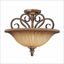 Minka Lighting Raffine 2 Light Semi Flush Minka Lavery in Raffine Aged Patina with Toned Spumanti Strato Glass