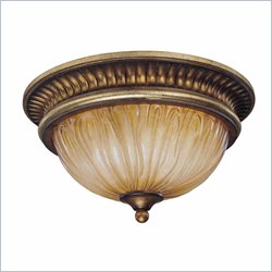 Minka Lighting Raffine 2 Light Flush Mount Minka Lavery in Raffine Aged Patina with Toned Spumanti Strato Glass