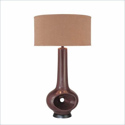 Minka Lighting 1 Light Table Lamp Ambience in Dark Gray with Beige Shade