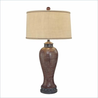 Minka Lighting 1 Light Table Lamp Ambience in Distressed Brown with Beige Shade