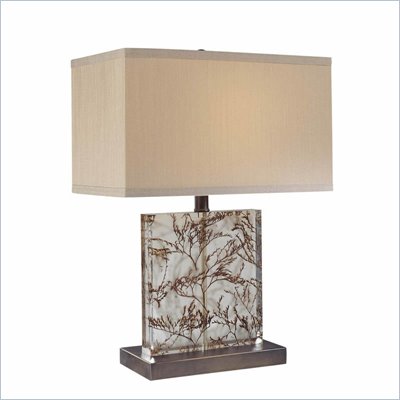 Minka Lighting 1 Light Table Lamp Ambience in Clear Acrylic w/Brown with Light Gray Shade