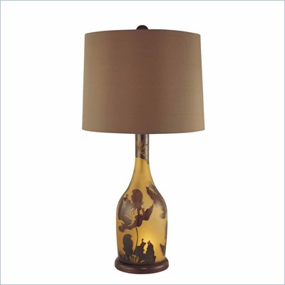 Minka Lighting 1 Light Table Lamp w/Night Light Ambience in Amber with Brown Shade