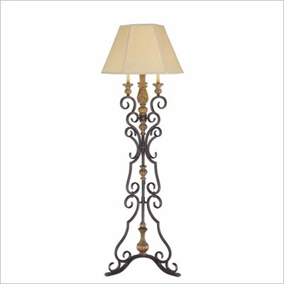 Minka Lighting 4 Light Floor Lamp Ambience in Monte Titano Oro with Beige Shade