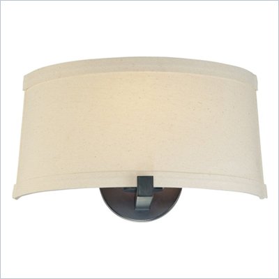 Minka Lighting Ansmith 1 Light Wall Sconce Minka Lavery in Aged Kinston Bronze with Beige Linen Shade with Etched Opal Inside