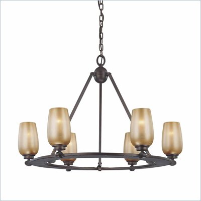Minka Lighting Cimarron 6 Light Chandelier Minka Lavery in Dark Brushed Bronze with Brushed Caramel Silk Glass