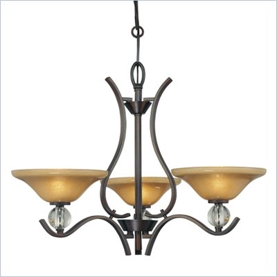 Minka Lighting Grahmton 3 Light Chandelier Minka Lavery in Deep Lathan Bronze with Mottled Topaz with Eidolon Krystal Glass
