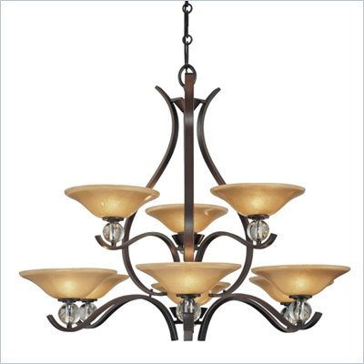 Minka Lighting Grahmton 9 Light Chandelier Minka Lavery in Deep Lathan Bronze with Mottled Topaz with Eidolon Krystal Glass