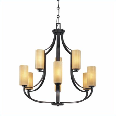 Minka Lighting Kinston 9 Light Chandelier Minka Lavery in Aged Kinston Bronze with Mottled Topaz Glass
