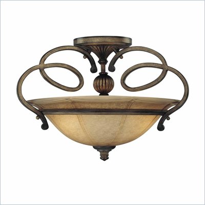 Minka Lighting La Cecilia 1 Light Semi Flush Minka Lavery in Patina Iron with Spumanti Lace Glass
