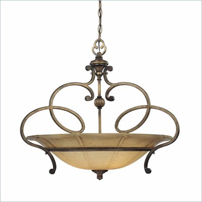 Minka Lighting La Cecilia 3 Light Pendant Minka Lavery in Patina Iron with Spumanti Lace Glass